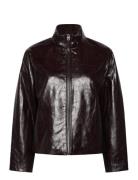 Perkins Collar Texture Jacket Brown Mango