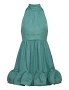 Fern Halterneck Ruffled Mini Dress Green Malina