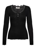 Rmwbalta Ls Regular Placket T-Shirt Black RM By Rosemunde