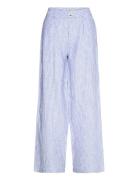 Striped Linen-Blend Trousers Blue Mango