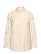 Ember Lace Detail Linen Shirt Beige Malina