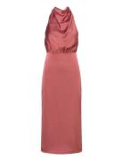 Solange Open Back Halterneck Midi Dress Pink Malina
