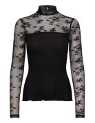 Rmwbalta Ls Regular T-Neck Full Lac Black RM By Rosemunde
