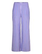 Stripe-Print Straight Trousers Blue Mango