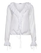 Long Sleeve Frill Top White Weekday