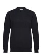 Purl Knit O-Neck Jumper Navy Lindbergh