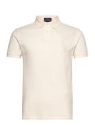 Custom Slim Fit Big Pony Mesh Polo Shirt Cream Polo Ralph Lauren