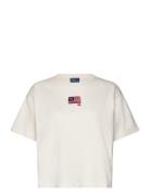 Flag Cotton Jersey Cropped Tee White Polo Ralph Lauren