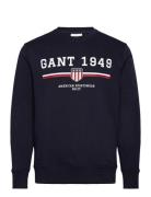 Graphic C-Neck Sweat Navy GANT