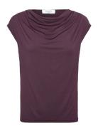 Rwbiarritz Ss Waterfall T-Shirt Burgundy Rosemunde
