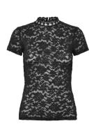 Rwdelicia Capsleeve Regular T-Neck Black Rosemunde