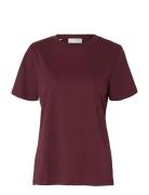 Slfmyessential Ss O-Neck Tee Noos Burgundy Selected