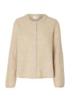 Slflulu New Ls Knit Cardigan Noos Beige Selected