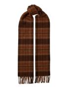 Slhtope Wool Check Scarf Brown Selected