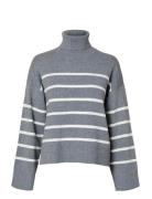 Slfkamma Ls Knit Roll Neck Noos Grey Selected