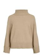 Virolfie Roll Neck L/S Knit Top - Noos Beige Vila