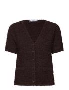 Short-Sleeved Bouclã© Cardigan Brown Mango