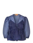 1608 Organza, Long Sleeve Bow Top Purple STINE GOYA