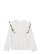 Ruffled Ribbed T-Shirt White Mango
