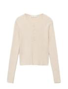 Ribbed Sweater With Buttons Cream Mango