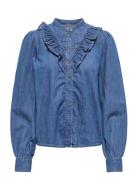 Onldasha-Sevigny L/S Frill Shirt Dnm Akm Blue ONLY