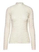 Rwdelicia Lace Ls T-Neck T-Shirt White Rosemunde