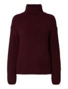 Slfgabriella Ls Knit High Neck Noos Burgundy Selected