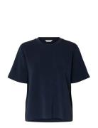 Slftenny Ss Boxy O-Neck Tee Noos Navy Selected