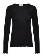 Rwburlington Wool Ls O-Neck T-Shirt Black Rosemunde