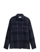 Knit-Look Checked Overshirt Navy Tom Tailor
