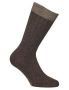 Merino Silk Rib Crew 1-Pack Brown Alpacasocks&Co