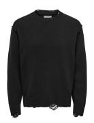 Onstune Rlx Ls Crew Neck Knit Life Black ONLY & SONS