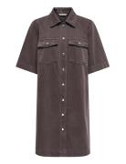 Onlbelle-Silla S/S Button Dress Pnt Brown ONLY