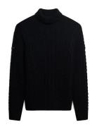 Jacob Cable Roll Neck Jumper Navy Superdry