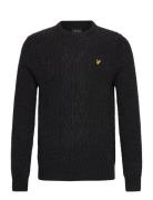 Ribbed Cable Knit Jumper Black Lyle & Scott