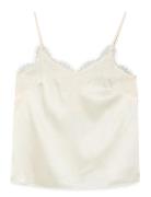 Rwjade Silk Strap Lace Top Cream Rosemunde