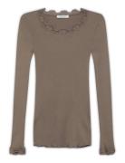 Silk T-Shirt W/ Lace Brown Rosemunde