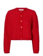 Slfsia Ras Ls Knit Cropped Cardigan Red Selected