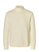 Slhtrevor Ls Knit Structure Roll Neck Cream Selected