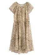 Dress Chiffon Hi Low Aop Beige Lindex