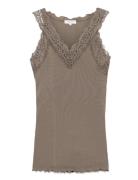 Organic Top W/ Lace Brown Rosemunde