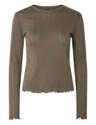 Pcmarie Ls O-Neck Poin Top Jrs Noos Bc Brown Pieces