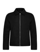 Wool Blend Zip Through Overshirt Black Lindbergh