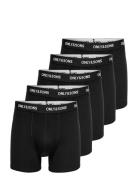 Onsfitz Solid Black Boxer 5-Pack Black ONLY & SONS