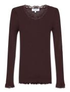 Silk T-Shirt W/ Lace Brown Rosemunde