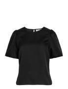 Viellette 2/4 Satin Puff Top - Noos Black Vila