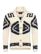 Shawl Collar Intarsia Cardigan Cream Lindbergh