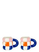 Sæt Med 2 Keramiske Kaffekopper Flyder, Blå Patterned Balvi