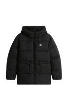 Tjw Hooded Midi Puffer Jacket Black Tommy Jeans