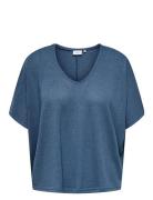 Cartammi 3/4 V-Neck Batwing Blouse Jrs Blue ONLY Carmakoma